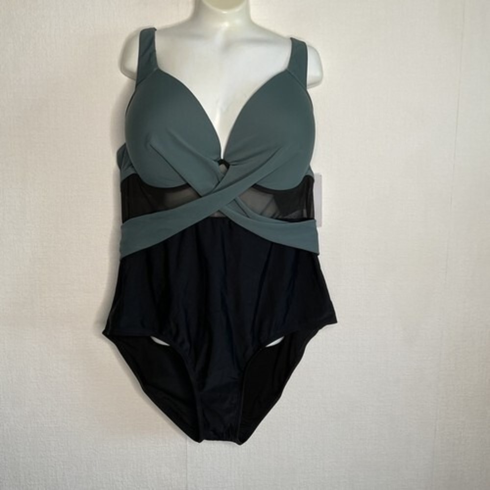 NWT Meet Curve‎ Sexy Cut Out Mesh Underwire One Piece Swimsuit Women 4XL China